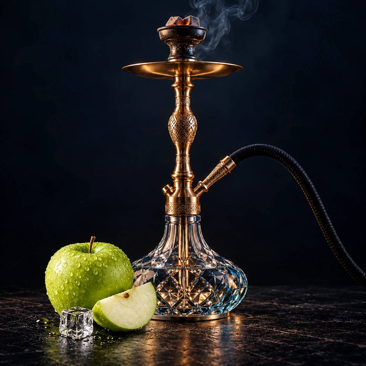 Illustrative shisha with flavour ingredients for Frozen Apple