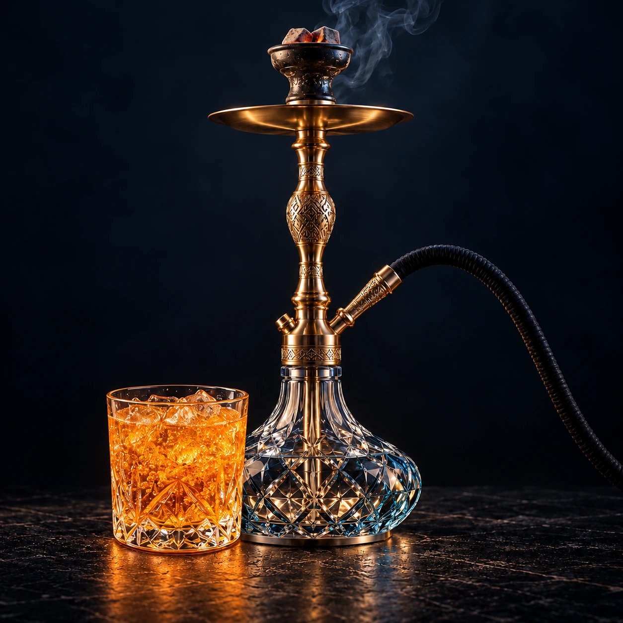 Illustrative shisha with flavour ingredients for Irn Bru
