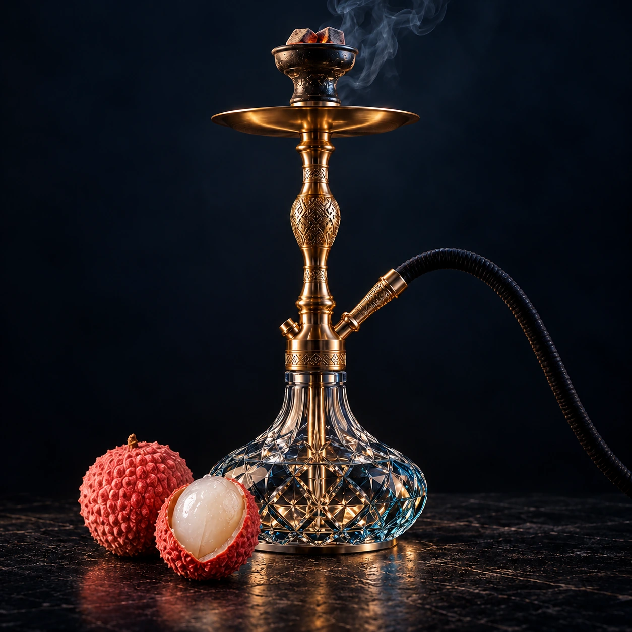 Illustrative shisha with flavour ingredients for Rubicon Lychee